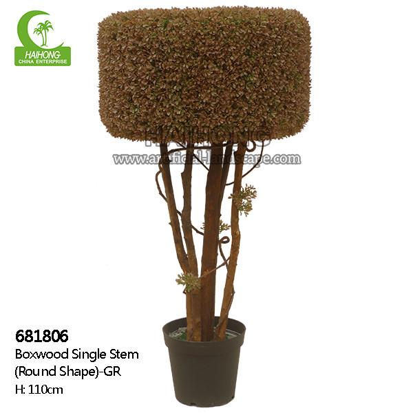 Wiind Resistance 110cm Artificial Boxwood Tree , Fake Topiary Plants Round Shape