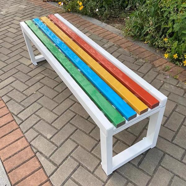 General Outdoor Furniture Steel Wood Garden Patio Porch Chair with Backrest and Slatted Seat Modern Design
