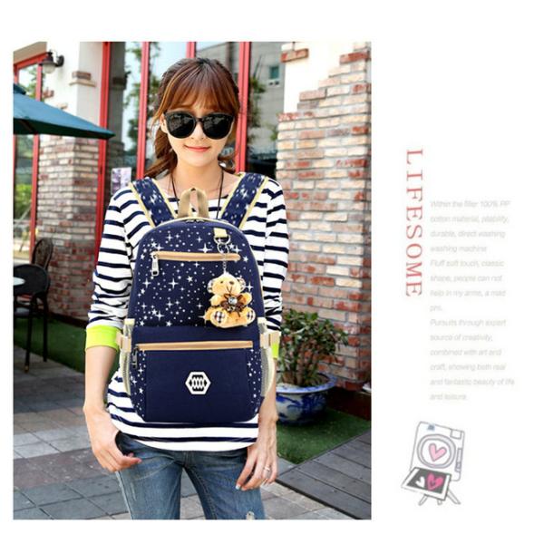 Star Printing Trendy School Backpacks , Teenage Girl's Rucksack School Bag