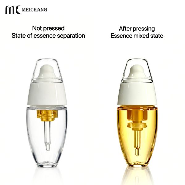 30ml+3ml Airless 2-in-1 Dual Chamber Bottle for High-Potency Anti-Aging Vitamin C Serum Fresh-On-Demand Powder-Liquid Separation（MC-901-1）