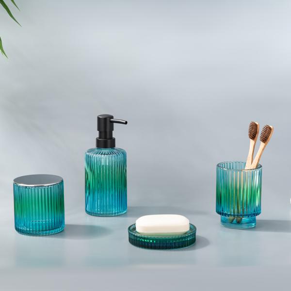 Colorful Shells Style Glass Soap Foam Dispenser Toothbrush Holder Bathroom Accessories Set