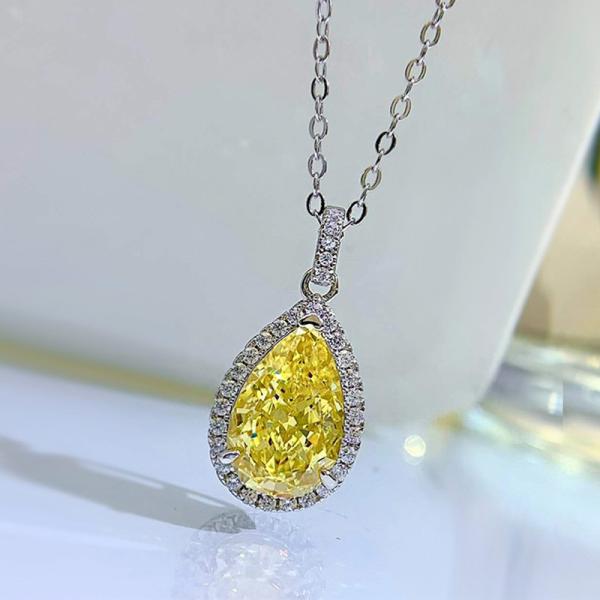 Желтый драгоценный камень декор Водяной капли подвесок Ожерелье Мода Циркон ювелирные изделия