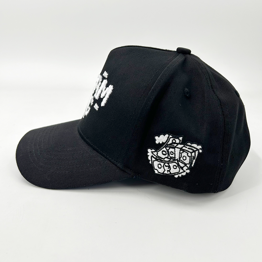 Custom A Frame 5 Panel Baseball Caps 100% Cotton 3D Embroidered Two Tone