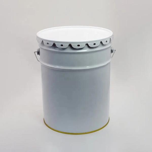 Customized 15 Liter Tinplate Iron Cylindrical Metal Paint Bucket With Lid Offset Printing