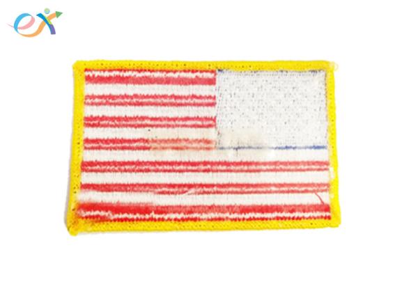 Iron On Backing Embroidered American Flag Patch US Military Style With Merrow Border