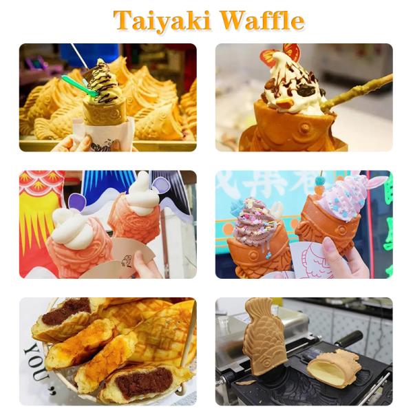 1400W Taiyaki Waffle Maker Electric Fish Shape Ice Cream Cone Making Machine