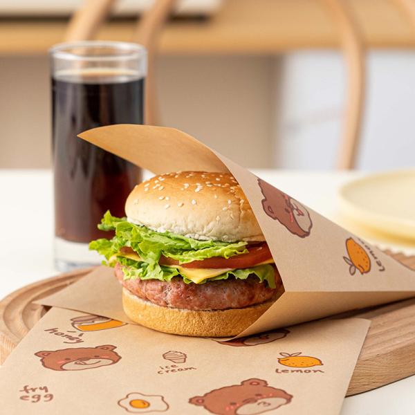 13x13cm Grease Proof Double Open Bag 45gsm Paper Sandwich Bags Burger Wrap Pocket