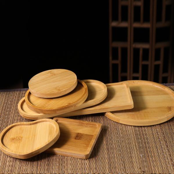 Light Weight Natural Bamboo Coasters Blank Customized Laser Pattern Logo For Cups