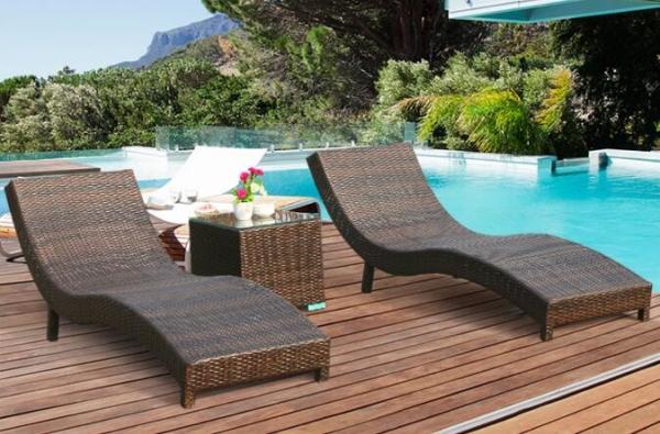 Leisure Aluminium PE Rattan Chaise Lounge chairs Outdoor Garden patio beach chair