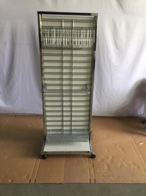 Commercial Double Sided Display Rack Adjustable Display Rack With Casters Chrome Finish