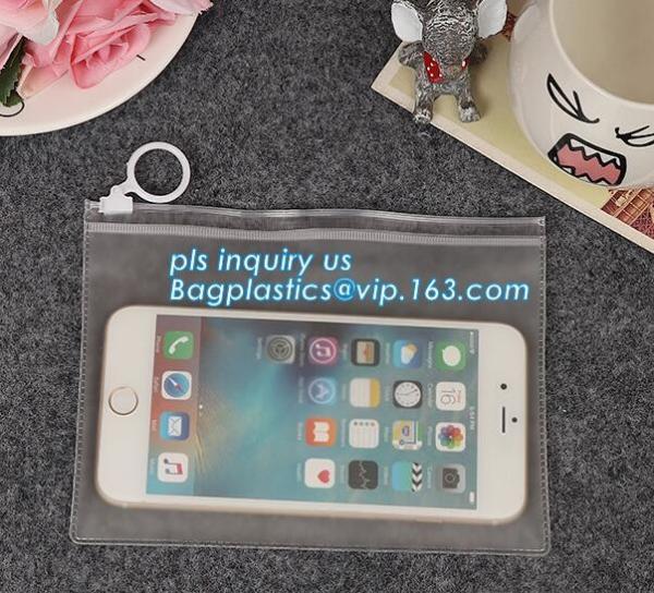 cosmetic bag promotional printed plastic bag, Clear frosted matte plastic PVC apparel bag with zipper top, zipper top cl