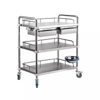 Prateleiras de pingamento de aço inoxidável cirúrgicas do trole 3 do trole 840mm do instrumento do hospital
