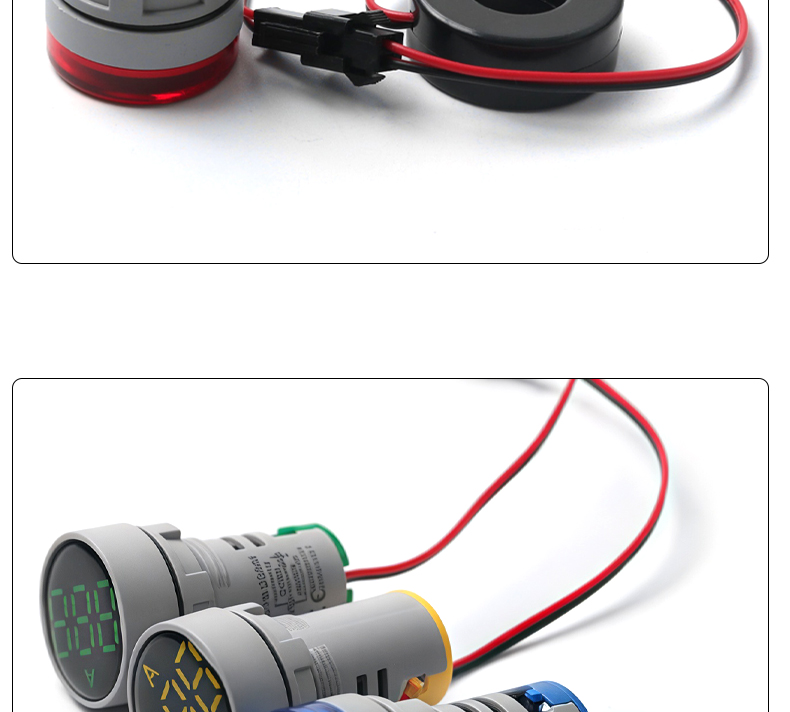 Digital LED Ammeter AD16-22AM Mini Open Hole Current Meter with Indicator Light Small AC Panel Meter