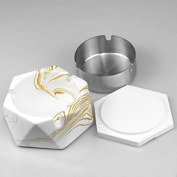 Japanese Smokeless Cigarette Ashtray with Lid  Stainless Steel Ash Trays Covered Windproof