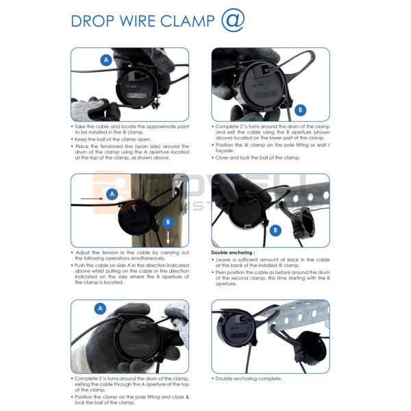 INCH Sistema de medição aço inoxidável UV resistente cabo redondo fibra óptica fio de queda de nylon pinças de corda