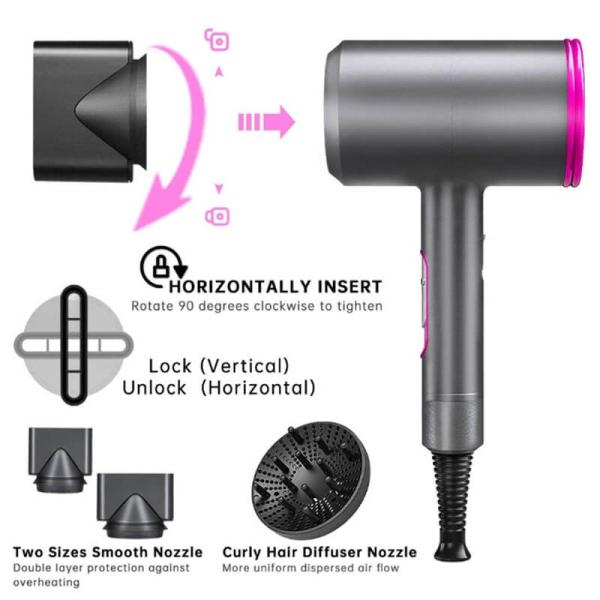 3 установки 2 жары быстро проходят фена для волос 3 засыхание крутого установок ионного быстрое