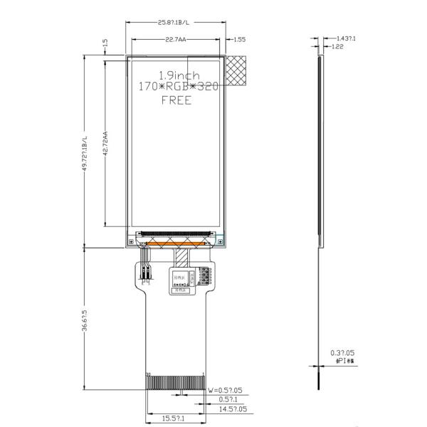 Касание TFT 1,9 дюймов показывает 170x320 с интерфейсом ST7789V SPI RGB