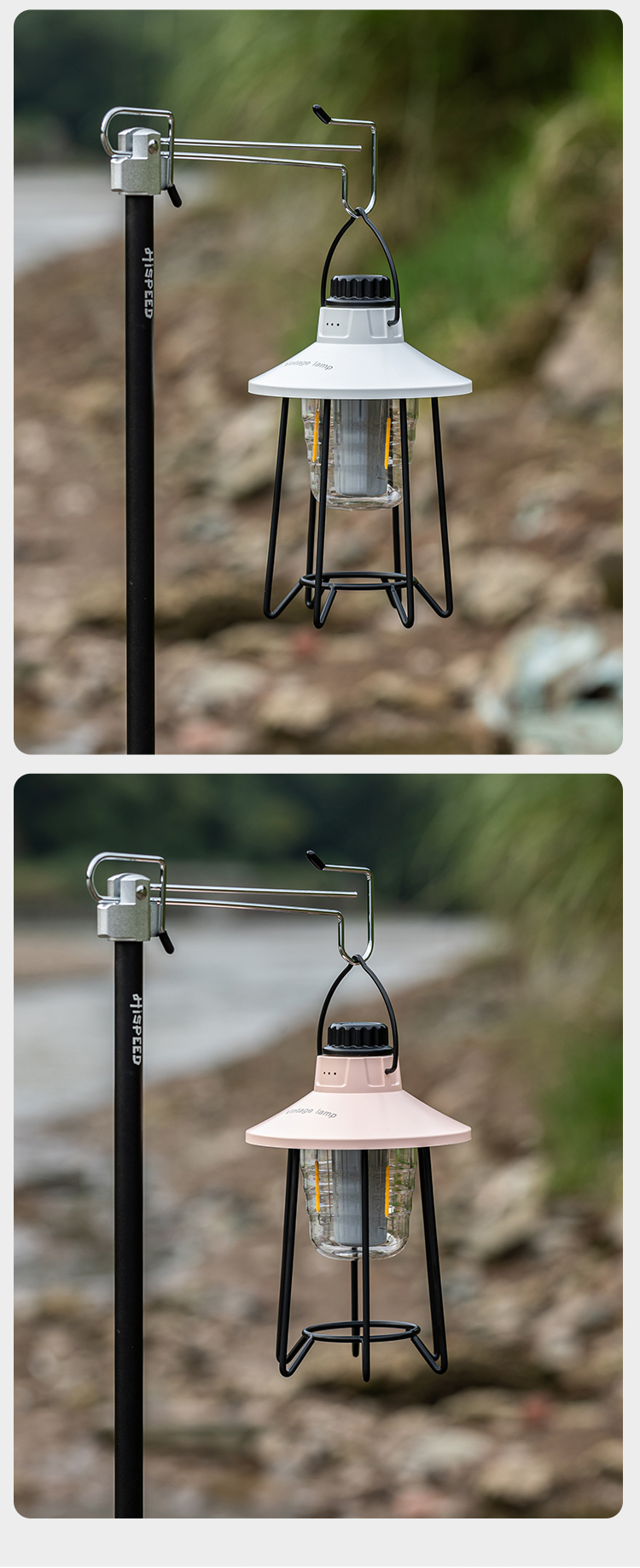 Retro Design Outdoor Camping Lantern Usb Rechargeable Camping Light With Hook