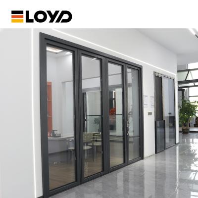 Aplicações Comerciais Proof de furacão Alumínio Patio dobrável portas de vidro para interiores de casas