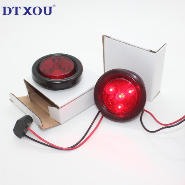 Warranty 12v 24v 4 Diodes 2 Inch Round Amber Red Led Side Marker Lights For Trucks Trailers With 2 Prong Plug