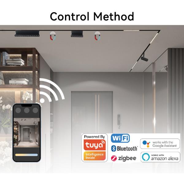 Foldable Magnetic Track Light Black 12W 24V 2700K-6500K Smart Control