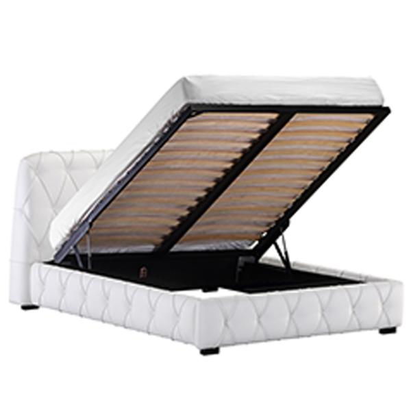 OEM Nontoxic Ottoman Storage Bed Timber Sleigh Design With Steel Frame