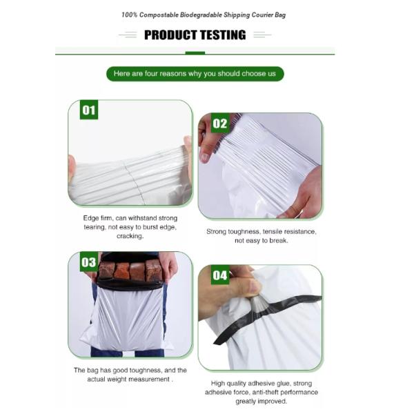 Garment Packaging Self Adhesive Courier Bags 100% PLA Corn Starch Packaging