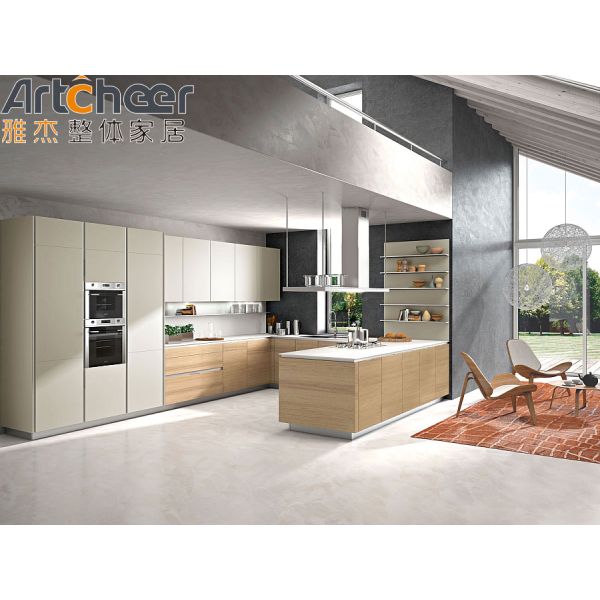 Italian Design Modular Kitchen Cabinet with Quartz Stone Countertop and Eco-Friendly Material