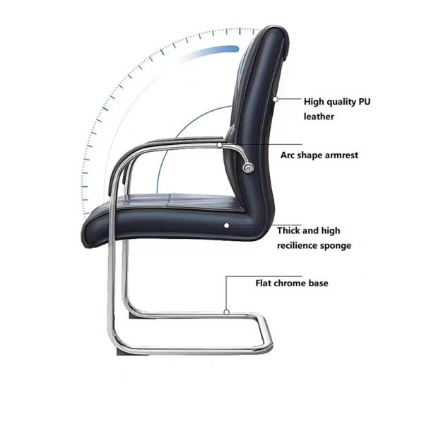 High Back Office PU Leather Chair 3 in 1 Ergonomic Adjustable Without Wheels