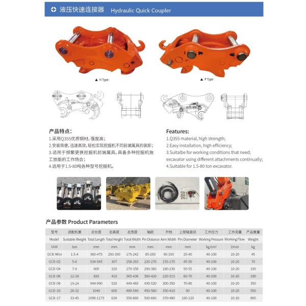 OEM Hydraulic Quick Hitch Coupler For Rock Breaker Excavator Pin Dia. 70-90mm