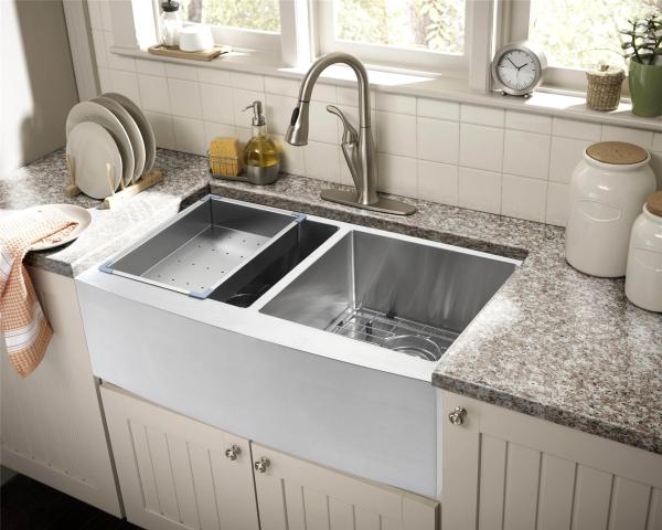 Stainless Steel 18 gauge countertop satin polish SS304 silver clor Handmade apron farmhouse thicker steel steel Sink