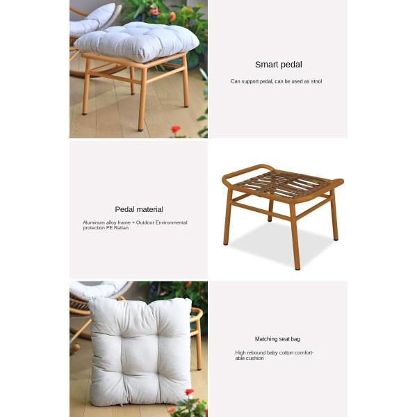 Water Proof PE Rattan Lounge Relax Rocking Chair For Balcony