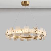 Décoration de la maison Cercle LED Luxe Modern Pendant Light Chandelier Alabaster Produits d'éclairage