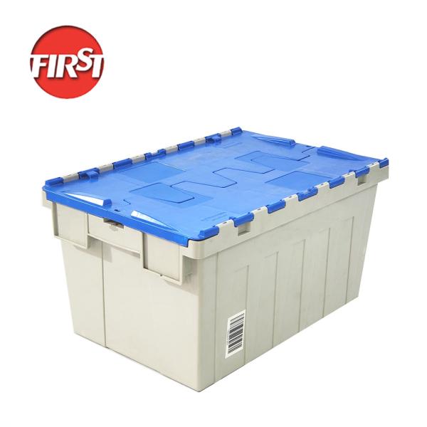 Solid Box Style FIRST 600*400*315mm Moving Storage Nestable and Stackable Plastic Crate with Lid