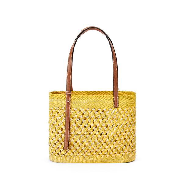 Spring And Summer Straw Woven Bag Color Matching Vegetable Basket Lafite Leather
