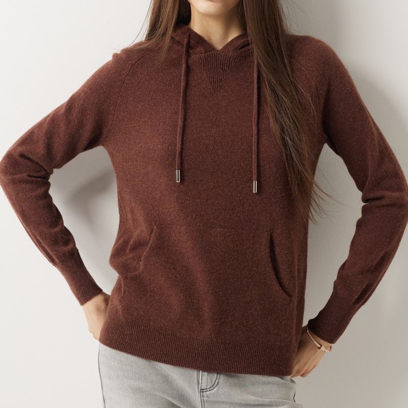 Factory Direct 100% Wool Hoodie Soft Casual Style Pullover for Women