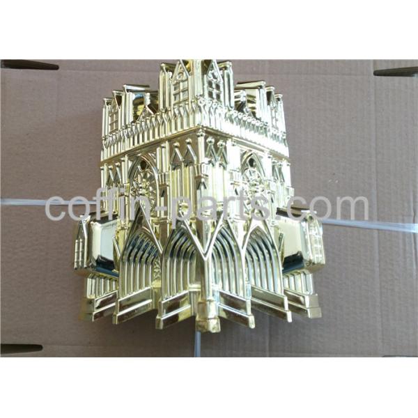Customized Virgin Plastic Casket Corners Pale Golden American Style With Cathedral