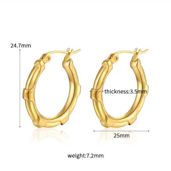 18K Vacuum Gold-Plated Fashion Stainless Steel Round Earring Female Geometric Earrings