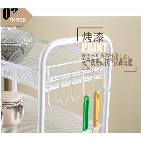 Rustproof 3 Tier Stainless Steel Cart , 10kg Bearing Steel Basket Trolley