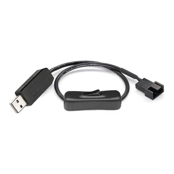 12V ステップアップ ブースト USB 3ピン 4ピン PWM PC扇風機 ON OFF スイッチ パワーアダプターケーブル