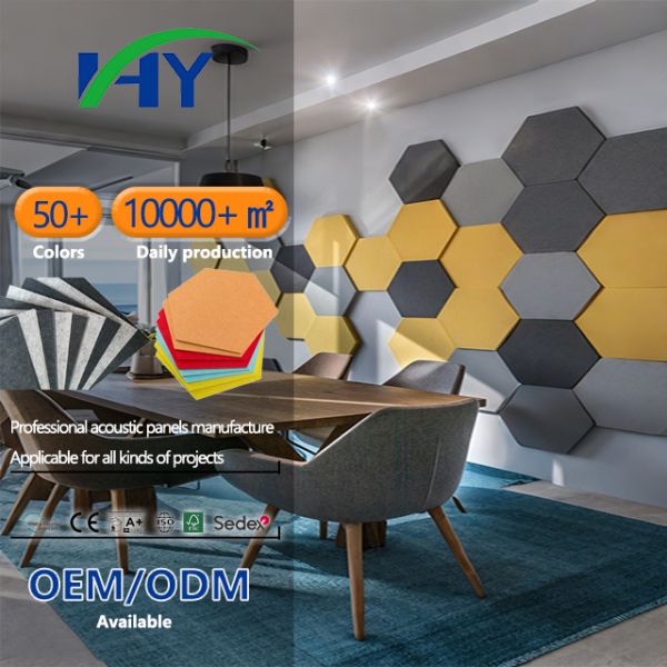 Wall Decoration Hexagon Acoustic Panels 25x30cm Sound Absorption