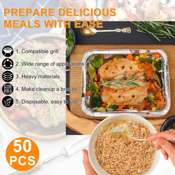 50/100Pcs Aluminum Foil Trays for Double Basket Air Fryers Food Grade Baking Pans