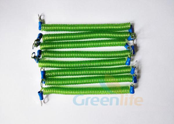 Stretchy Coiled Lanyard Cord , Fashionable Green Retractable Security Cable