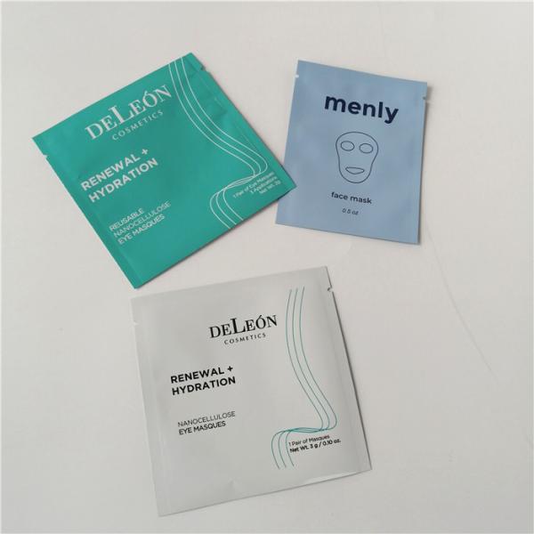 Yellow glossy customized cosmetic packaging bag / foil flat green tea flavour skincare pouch