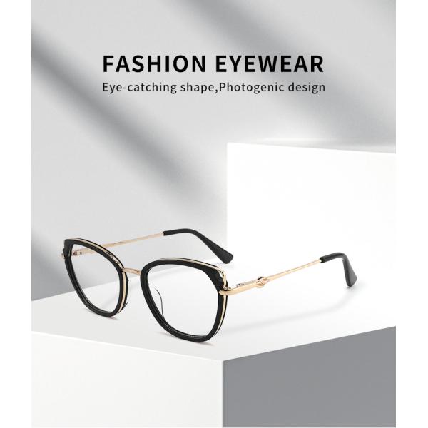 Оптически Очкиes ацетата и металла уменьшают форму глаза кота висков металла для женщин