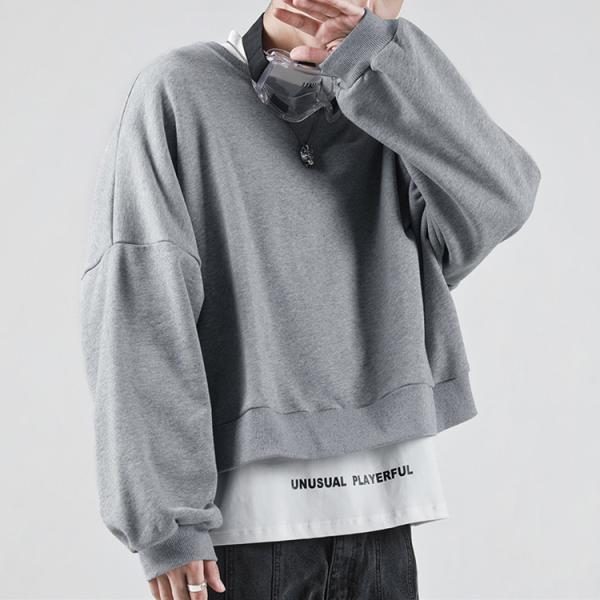 Camisetas desproporcionados francesas de Terry Cotton Blank Plain Mens Crewneck do ombro da gota