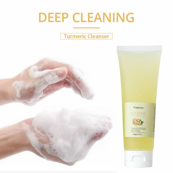 L' hydratant tumoral soins de la peau lavage du visage organique Le curcuma lavage du visage nettoyage en profondeur contrôle de l' huile Gel de curcuma nettoyant