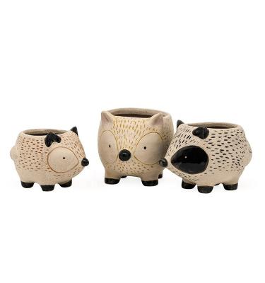 Wholesale hot sale lovely instagram 3D unique  hedgehog flower succulent pot in pottery clay ceramic