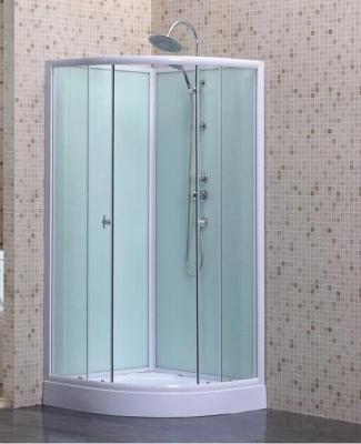 Banheiro que desliza a cabine de vidro clara do chuveiro do estar aberto com vidro da parte traseira do branco