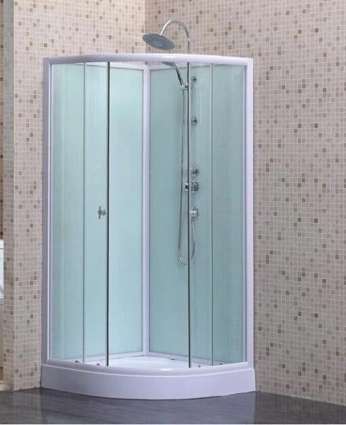 Bathroom Sliding Open Door Clear Glass Shower Cabin with White Back Glass